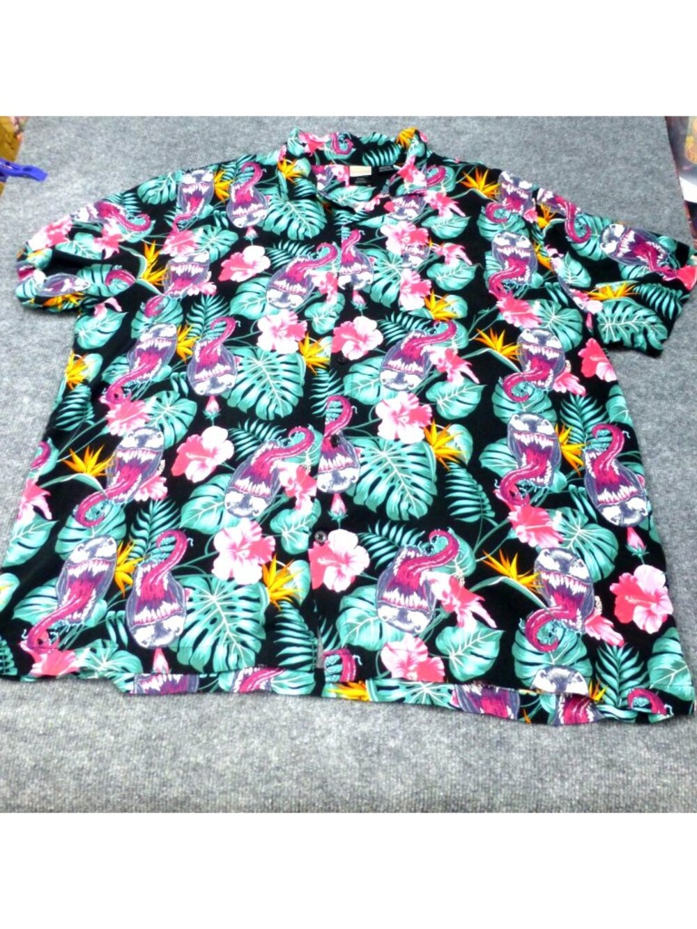 Marvel Mens 3XL Hawaiian Shirt Venom Tropical Print Black Short Sleeve Button-Up